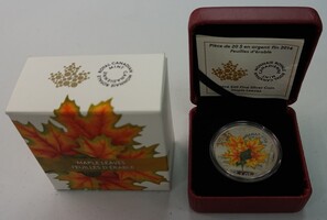 Royal Canadian Mint 2014 $20 1 oz Fine Silver Glow-in-the-Dark Coin Maple Leaves