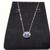 White Gold 10k Chain Link Necklace With Tanzanite and Diamond Pendant Sz:18"