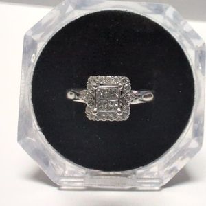 White Gold Diamond Engagement Ring Sz:6.75