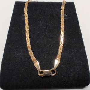 Yellow Gold 14k Braided Herringbone Necklace Sz:17" 