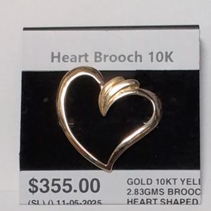 Yellow Gold 10k Heart Brooch