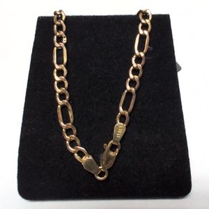 Yellow Gold 10k Hollow Link Figaro Necklace Sz:20"