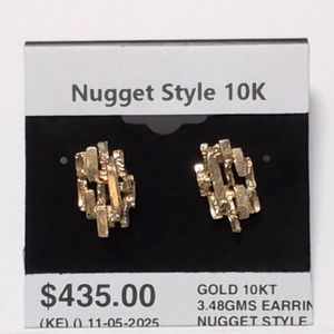 Gold Nugget Style 10k Earrings