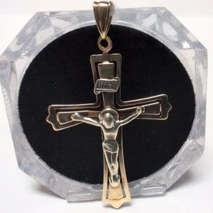 Two tone Gold 10k Cross Pendant 