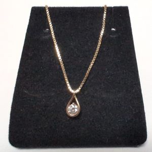 Yellow Gold 14k  Pandora Box Necklace With Lab Diamond Pendant Sz:18"