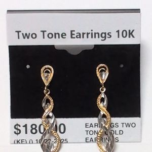 Two tone Gold 10k Dangling Earrings